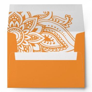 Orange Indian Paisley Wedding Invitations Envelope