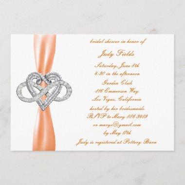 Orange Infinity Heart Bridal Shower Invitations