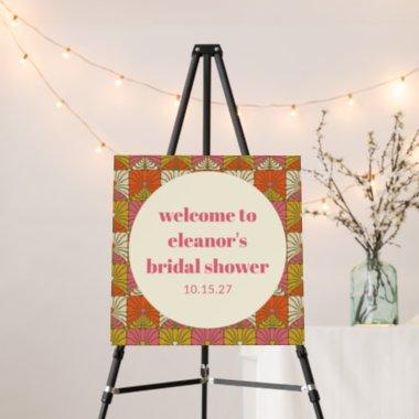 Orange Pink Floral Bridal Shower Custom Welcome Foam Board