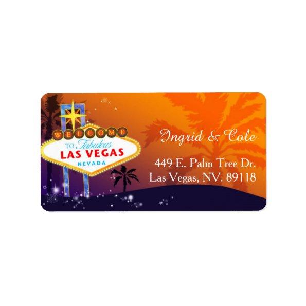 Orange Purple Las Vegas Wedding Address Label