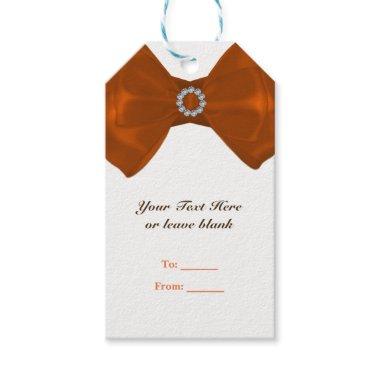 Orange Ribbon Bow & Diamonds Bridal Shower Elegant Gift Tags