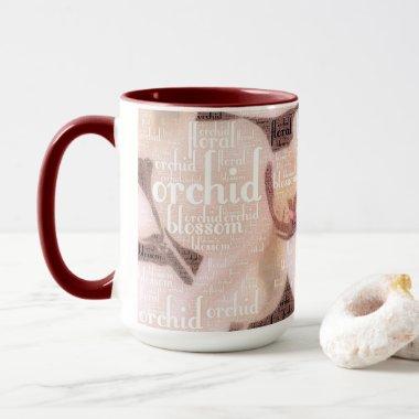 Orchid Floral Blossom Typography Word Cloud Mug