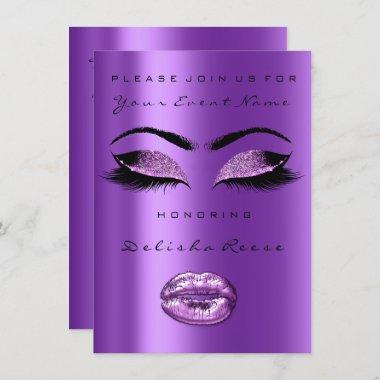 Orchid Purple Glitter Bridal Shower Sweet 16th Invitations