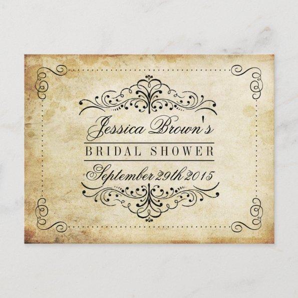Ornate Swirl Vintage Bridal Shower Recipe Invitations