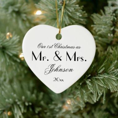 Our 1st Christmas As Mr & Mrs Simple Script Chic Ceramic Ornament
