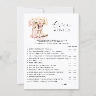 OVER or UNDER Boots Bubbly Bridal Shower GAME Invitations