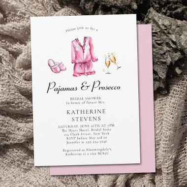 Pajamas Prosecco PJ Party Lingerie Bridal Shower Invitations