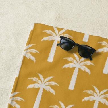 Palm tree tropical summer botanical mustard modern beach towel