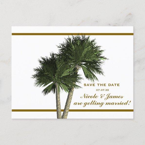 Palm Trees White & Gold Elegant Save The Date Invitations