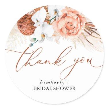 Pampas Grass Floral Terracotta Any Event Thank You Classic Round Sticker