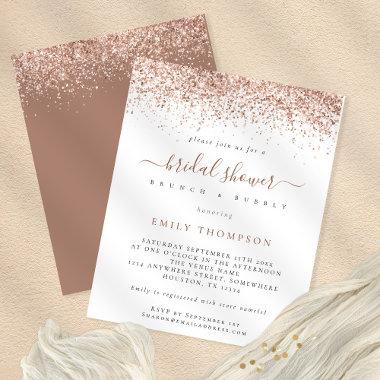 PAPER Rose Gold Glitter Bridal Shower Invitations