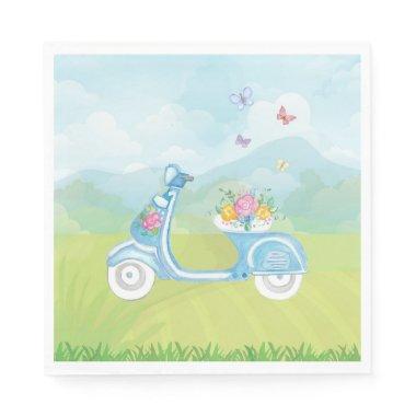 Paris France Eiffel Tower with Scooter party theme Napkins