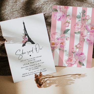 Paris She said Oui minimalist french bridal shower Invitations