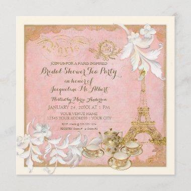 Paris Versailles Palace Tea Party Bridal Shower Invitations