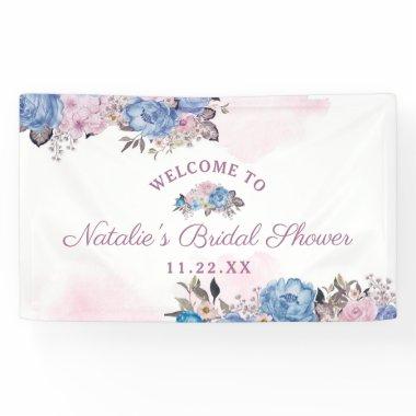 Parisian Charm Blue & Pink Bridal Shower Welcome Banner