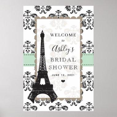 Parisian Mint and Black Bridal Shower Welcome Sign