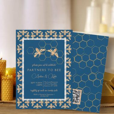 Partners to Bee Indigo & Honeycomb Wedding Shower Invitations