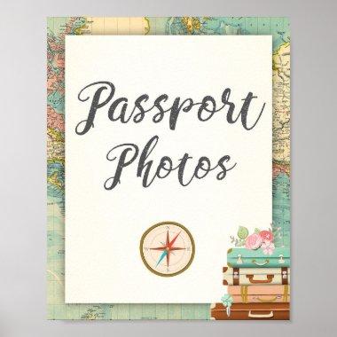 Passport Photos Travel Adventure Bridal Shower Poster