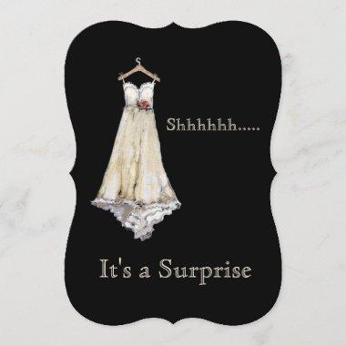 Pastel Chalk Wedding Dress Bridal Shower Surprise Invitations