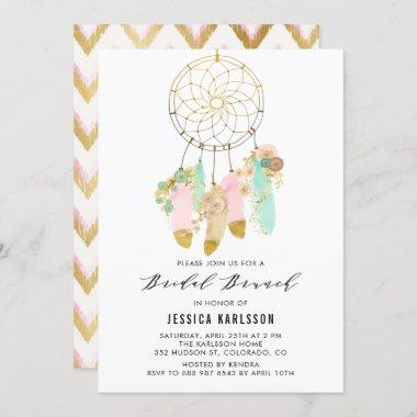 Pastel Dreamcatcher Faux Gold Foil Bridal Brunch Invitations