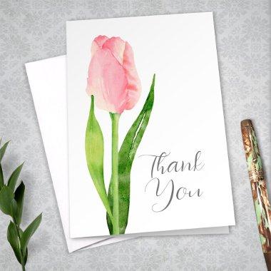 Pastel Pink Tulip Illustrated Thank You Note Invitations