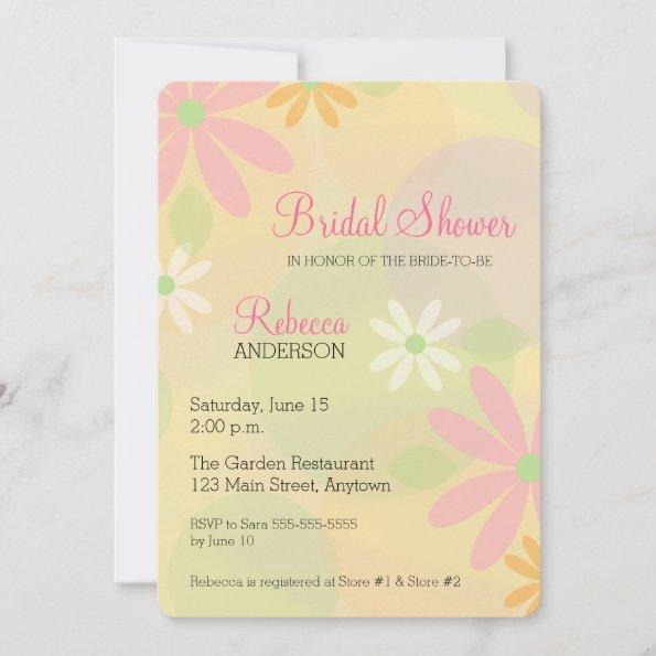Pastel Retro Daisies Bridal Shower Invitations
