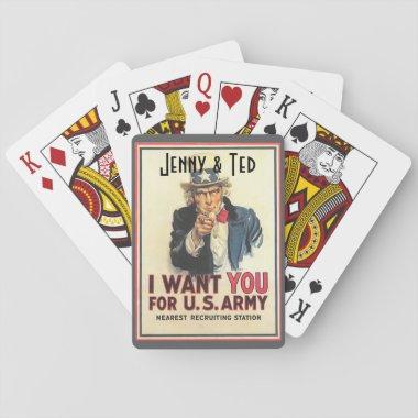 Patriotic Military Vintage Poster Playing Invitations
