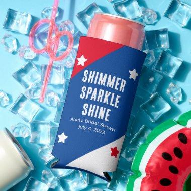 Patriotic "Shimmer Sparkle Shine" Wedding Favors Seltzer Can Cooler