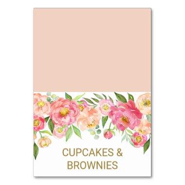 Peach and Pink Peony Flowers Food Tent Invitations