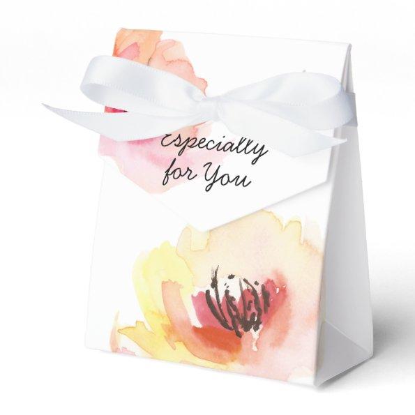 Peach and Pink Watercolor Floral Favor Boxes