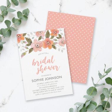 Peach Delicate Floral Bridal Shower Invitations