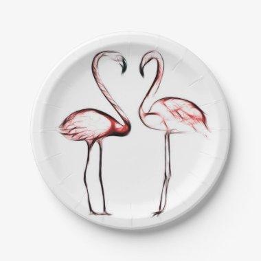 Peach Pink Flamingos Flamingo Chic Trendy Pool Paper Plates