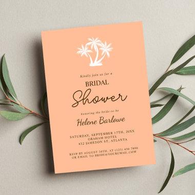Peach Tropical Modern Minimalist Bridal Shower Invitations
