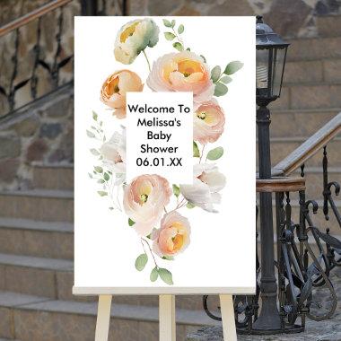 Peach Tulip Blooms Welcome Sign Poster