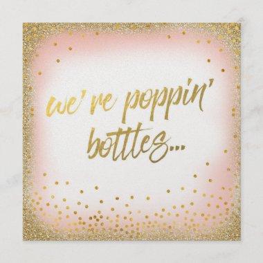Peach We're Poppin' Bottles Invitations Pearl