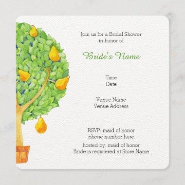 Pear Tree Square Bridal Shower Invitations