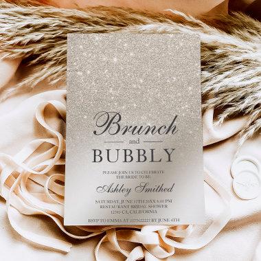 pearl ivory glitter brunch bubbly bridal shower Invitations