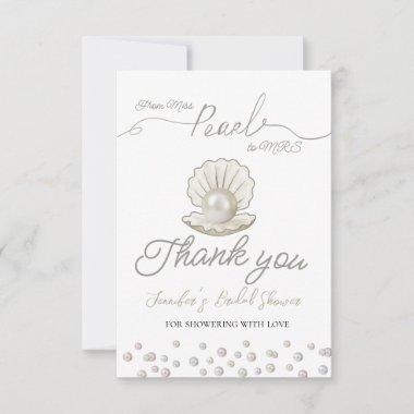 Pearl & Shell Pearlcore Miss to MRS Bridal Shower Thank You Invitations