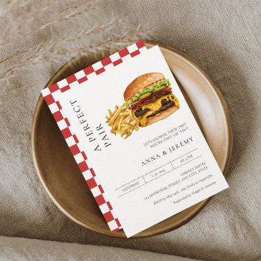 Perfect Pair Burgers Fries Couples Shower Invitations