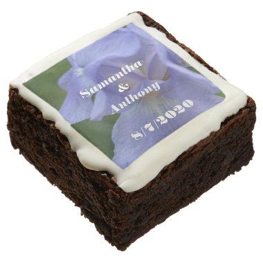 Periwinkle Iris Floral Personalized Wedding Favors Chocolate Brownie
