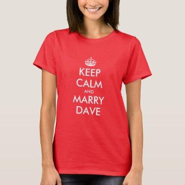 Personalizable Keep calm wedding t shirt for women