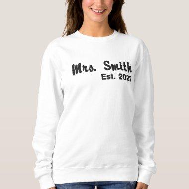 Personalized Bridal Gift Embroidered Sweatshirt