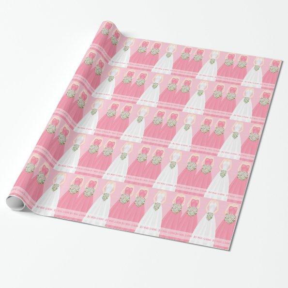 Personalized Bridal Pink Shower Wrapping Paper