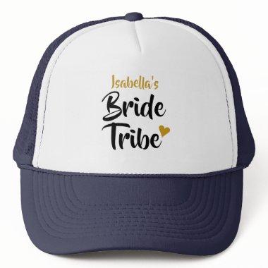 Personalized Bride Tribe Bridal Shower Gold Heart Trucker Hat