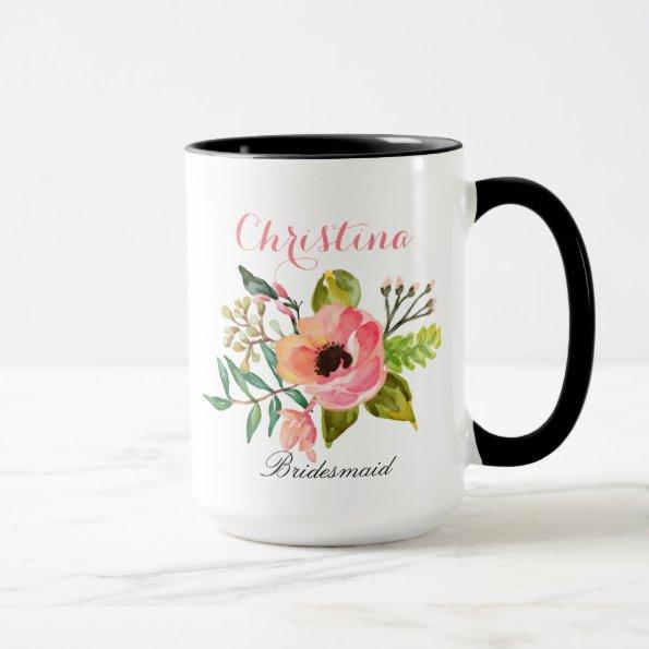 Personalized Bridesmaid Floral Mug