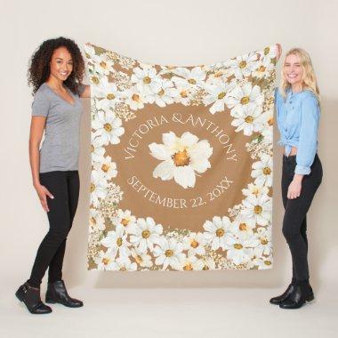 Personalized Daisy Floral Keepsake Wedding Fleece Blanket