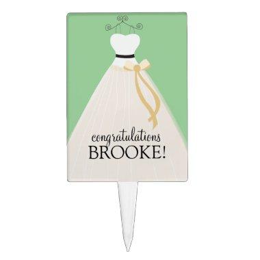 Personalized Mint Green Bridal Shower Cake Topper