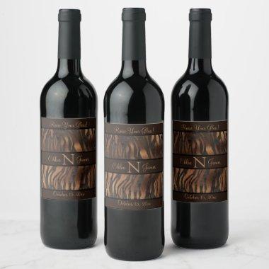 Personalized Monogram Animal Print Wine Label