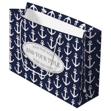 Personalized nautical anchor print large gift bags