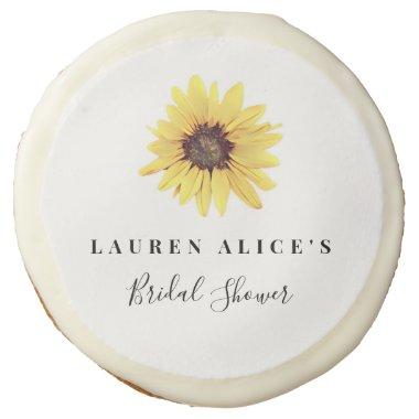 Personalized Painted Sunflower Bridal Shower Sugar Cookie